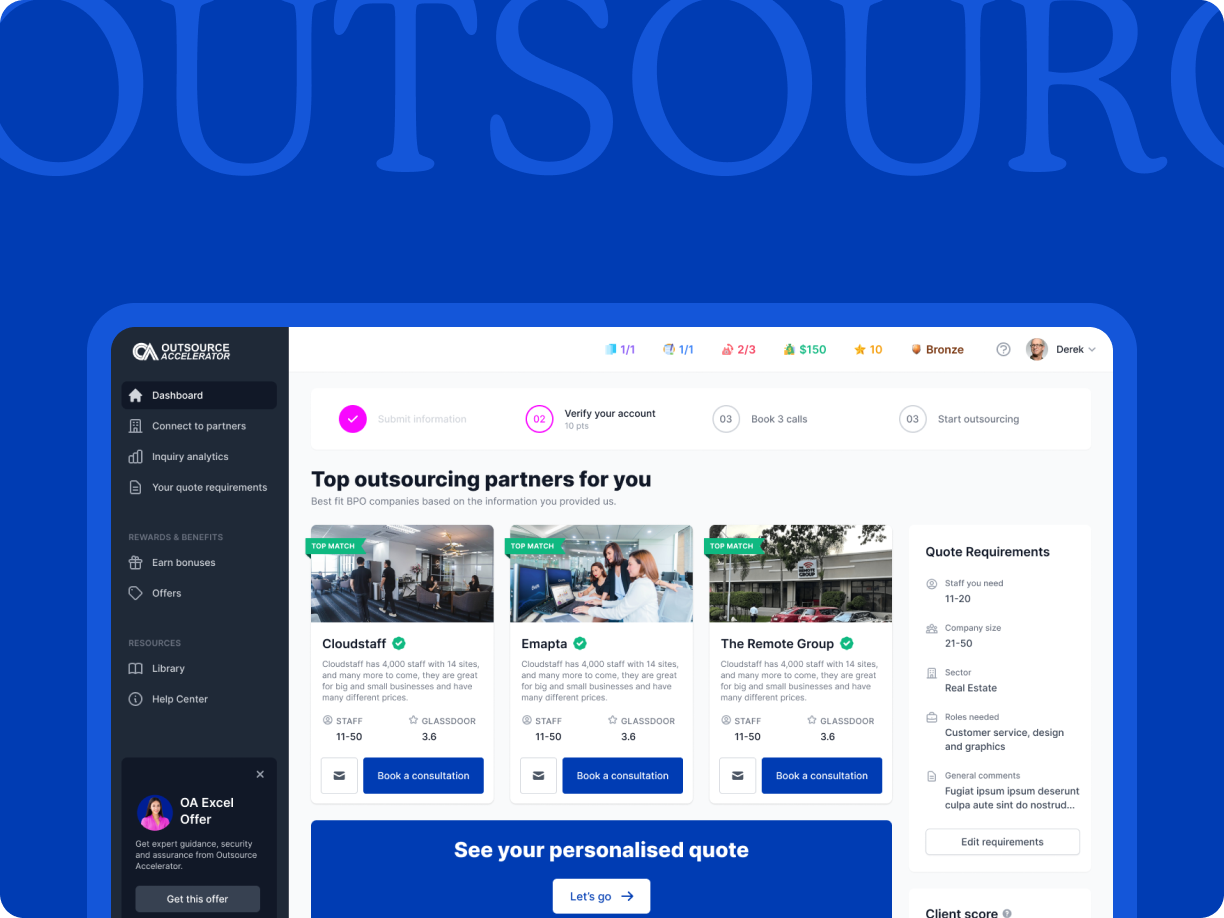 Outsource Accelerator Client Dashboard